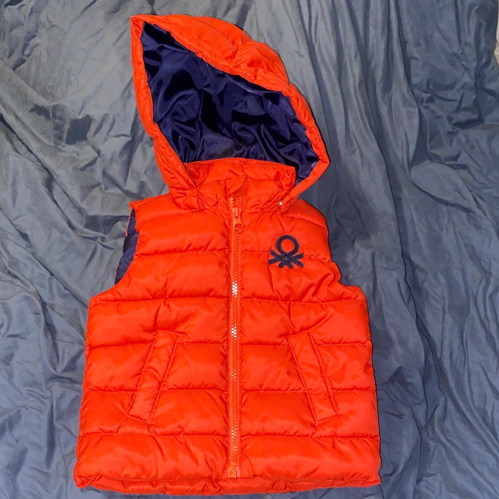 United Colors Of Benetton Vibrant Red Hooded Vest